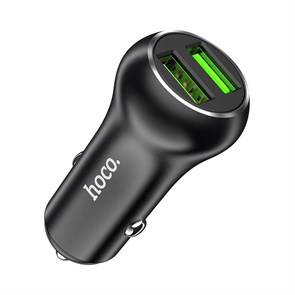 Зарядное устройство а/м 12V -> USB 5V hoco Z37 2xUSB QC3.0 36W, красное 36076