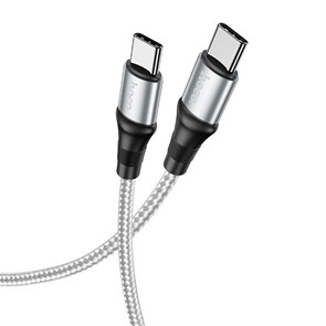 Кабель USB Type-C (M) --> Type-C (M) 1.0м (USB 2.0) hoco X50, серый, в оплётке, 5A 36094