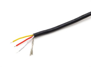 Кабель для ремонта наушников UL2547 3 х 26AWG, экран, D3.2 мм, чёрный, 1м (на отрез) 36431