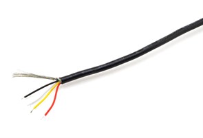 Кабель для ремонта наушников UL2547 4 х 28AWG, экран, D3.2 мм, чёрный, 1м (на отрез) 36432