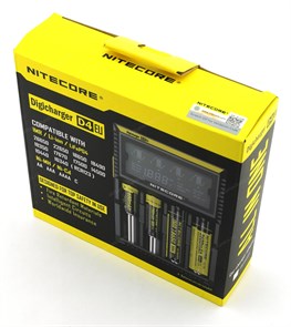Зарядное устройство Nitecore D4 (для 4 акк. АА/AAA/C/18650/16340/14500 и др.) NiCd/NiMh/Li-Ion/LiFePO4, LCD, 220В 31481