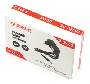 Блок питания Горизонт SC-A53V2 (5V, 3A, разъем 5.5*2.5мм) 36085