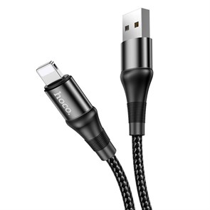 Кабель USB A --> Lightning 8pin (m) 1.0м для Apple, hoco X50, черный, в оплётке 36246