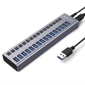USB 3.0 Hub 16 port ACASIS AC-HS716 (Al, LED, отдельные выкл., блок питания 12V 7.5A) 36385
