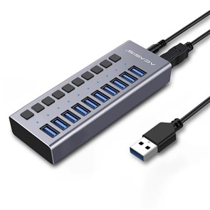 USB 3.0 Hub 10 port ACASIS AC-HS710 (Al, LED, отдельные выкл., блок питания 12V 4A) 36386