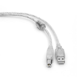 Кабель USB тип A-B 2.0м (USB 2.0) экран, с фильтром, прозрачный, Cablexpert (CCF-USB2-AMBM-TR-2M) 36407