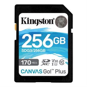 SD Memory Card SDXC 256GB Class10 UHS-I U3 Kingston Canvas Go Plus 170R C10 V30 170MB/s (SDG3/256GB) 35855