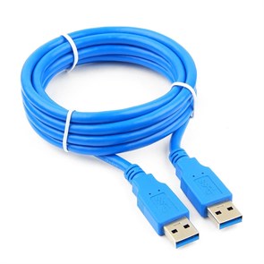 Кабель USB тип A-A 1.8м (для устройств с разъёмом типа A) Cablexpert, USB 3.0, экран, синий 32016