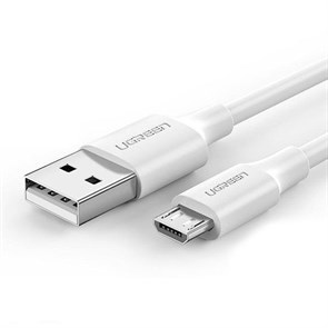 Кабель USB A --> Micro USB 5P (B) 1.0м (USB 2.0) Ugreen, 2.4A, белый (60141) 34558