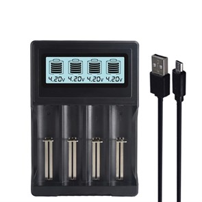 Зарядное устройство PALO NC571 (для 1-4 акк. 26650/22650/18650/18500/17500/16340/14500 Li-Ion, ЖК-дисплей, б/п 5V2A в комплекте) 36788