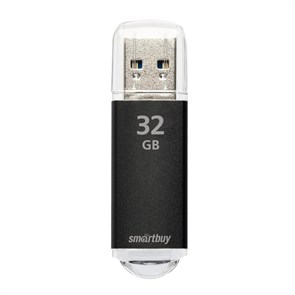 USB 2.0 Flash Drive 32GB SmartBuy V-Cut, алюминий, чёрный 36802