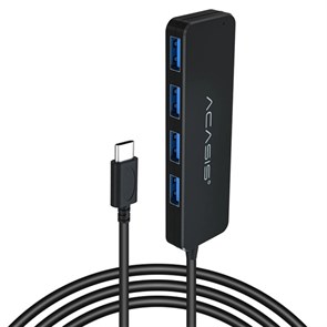 USB 3.0 Type-C Hub 4 port пассивный ACASIS AC3-L412 (чёрный, питание micro-USB, кабель 1.2м) 36942