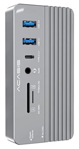 Док-станция 10-в-1 USB Type-C -> 1xUSB 3.0+1xUSB 3.1Gen2+1xType-C+HDMI+LAN-G+PD100W+audio+CR+M.2 NVME/SATA ACASIS CM073 36950