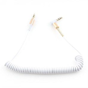 Кабель jack 3.5 мм-jack 3.5 мм 1.8м, L-коннектор, белый витой Cablexpert Pro (CCAB-02-35MMLC-1.8MW) 37166