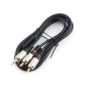 Кабель jack 3.5 мм (m) - 2xRCA (m) 1.5м чёрный, Cablexpert Pro (RCA-металл) 37173