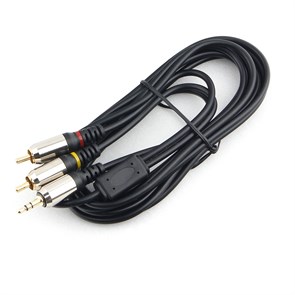 Кабель jack 3.5 мм (m) - 2xRCA (m) 3.0м чёрный, Cablexpert Pro (RCA-металл) 37174