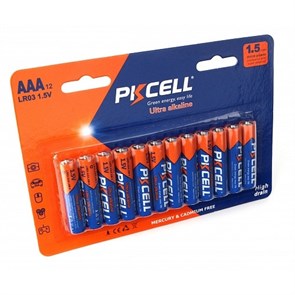 AAA (LR03) PKCELL LR03-12B, 1.5V, упаковка 12шт. 37159
