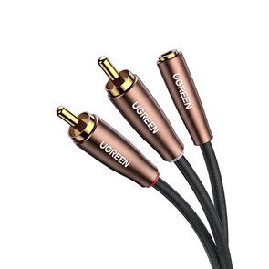 Кабель 2RCA (m) - jack 3.5 мм (f) Ugreen 3.0м Black/Brown, оплётка (60987) 36989