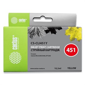 К-ж Canon CLI-451Y Yellow (MG6340, MG5440, IP7240) Cactus 36285