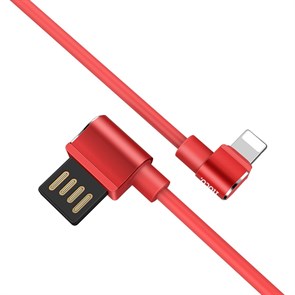 Кабель USB A --> Lightning 8pin (m) 1.2м для Apple, hoco U37, угловой красный 37088