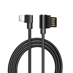Кабель USB A --> Lightning 8pin (m) 1.2м для Apple, hoco U37, угловой чёрный 37089