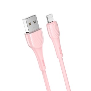 Кабель USB A --> Lightning 8pin (m) 1.0м для Apple, hoco X49, розовый, силиконовая оплетка 37091