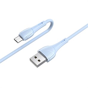 Кабель USB A --> Micro USB 5P (B) 1.0м hoco X49, синий, силиконовая оплетка 37097