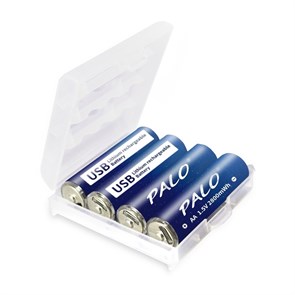 Аккумуляторы "AA" PALO 2800mWh (1.5V, Li-Ion), micro-USB, 4 шт. в пласт. боксе, кабель USB A(m) -> 4 x microUSB (Bm) 37182