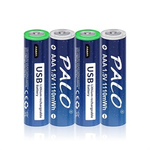 Аккумуляторы "AAA" PALO 1100mWh (1.5V, Li-Ion), micro-USB, 4 шт. в пласт. боксе, кабель USB A(m) -> 4 x microUSB (Bm) 37184