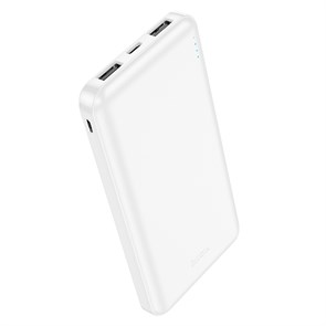 Портативный аккумулятор hoco J100 10000mAh, вх.: Micro-USB/USB-C, вых.: 2 x USB-Af, LED, белый 37342