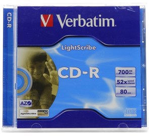 CD-R 700Mb 80min Verbatim 52x, LightScribe, jewel 21909