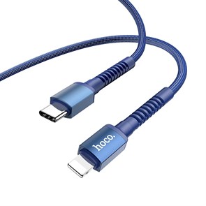 Кабель USB Type-C (M) --> Lightning 8pin (m) 1.0м (USB 2.0) hoco X71, синий нейлон 37368
