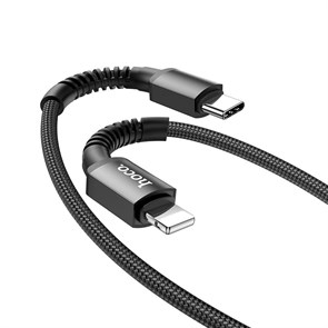 Кабель USB Type-C (M) --> Lightning 8pin (m) 1.0м (USB 2.0) hoco X71, чёрный нейлон 37369
