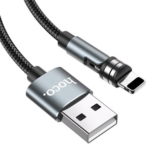 Кабель USB A --> Lightning 8pin (m) 1.0м для Apple, hoco U94, магнитный разъём, чёрный 37377
