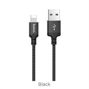 Кабель USB A --> Lightning 8pin (m) 2.0м для Apple, hoco X14, черный 37378
