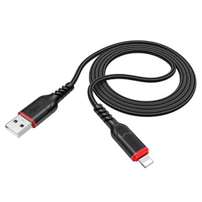 Кабель USB A --> Lightning 8pin (m) 1.0м для Apple, hoco X59, чёрный 37380