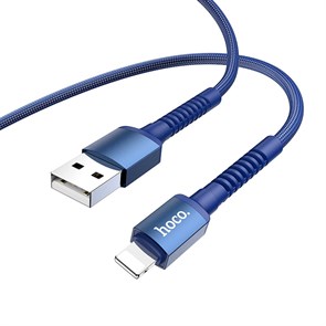 Кабель USB A --> Lightning 8pin (m) 1.0м для Apple, hoco X71, синий нейлон 37381