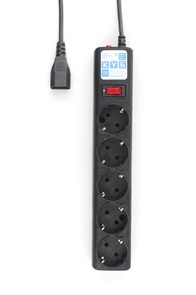 Сетевой фильтр Power Cube 5 розеток, 0.5м, чёрный, 10A/2.2кВт (вилка C14 для UPS) SPG5-В1 37470