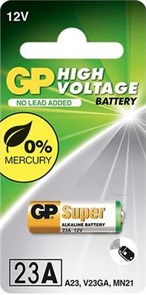 MN21 GP SUPER ALKALINE (23A) 12V, alkaline, д/брелков а/сигнализаций 1шт. 16554