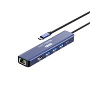 Док-станция 6-в-1 USB Type-C -> 3xUSB 3.0+HDMI 4K@60Hz+LAN 1G+PD 100W, кабель 1м, ACASIS DS-7HN6M1 38872