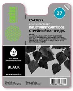 К-ж HP C8727A Black  для HP DJ 3320/3325/3420, 17мл, Cactus 31357