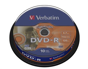 DVD-R 4.7GB Verbatim 16x, LightScribe (упаковка 10шт. на шпинделе) (43643) 17078