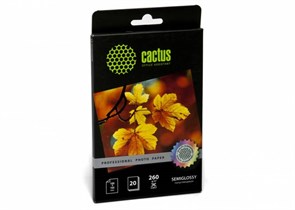 Бумага Cactus CS-SGA626020, A6 10х15 см, полуглянцевая, 260 г/м2, 20л 27737