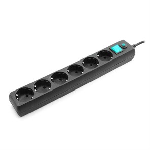 Сетевой фильтр 6 розеток 1.8м, Black, Гарнизон EHB-6 16529