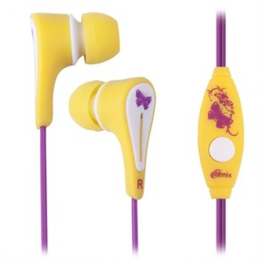 Ritmix RH-012M kids girls yellow (20Гц-20кГц, 32Ом, 104 дБ, мик. -58дБ, 3,5 мм, кабель 1,2 м) 31420