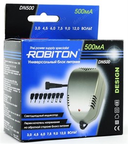 Блок питания Robiton (DN500) (3-12V, 500mA) 8 насадок 9911
