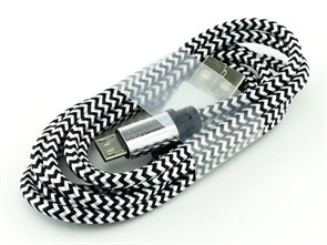 Кабель USB A --> Micro USB 5P (B) 1.2м хлопок, металл, белый SmartBuy iK12 met 31695