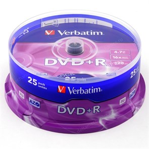 DVD+R 4.7GB Verbatim 16x (упаковка 25шт. на шпинделе) (43500) 11042