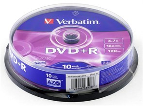 DVD+R 4.7GB Verbatim 16x (упаковка 10шт. на шпинделе) (43498) 11328