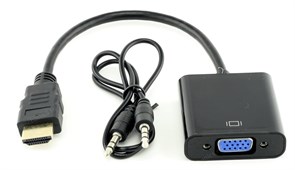 Переходник-конвертер HDMI (M) -> VGA (15F) + аудио jack 3.5 мм(F) 0.1м, кабель jack 3.5 мм 32649